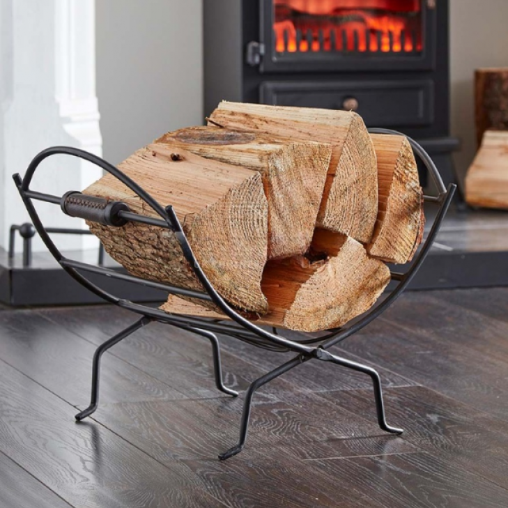 Folding Log Rack With Handles Black 2