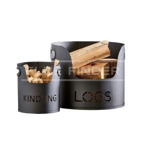 Premium set of 2 buckets logs, kindling 1