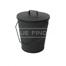 Black Metal Ash Bucket With Lid 1