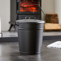 Black Metal Ash Bucket With Lid 2