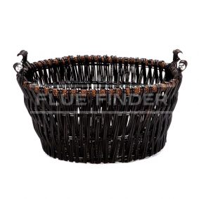 Dark wicker basket with chrome handles 1
