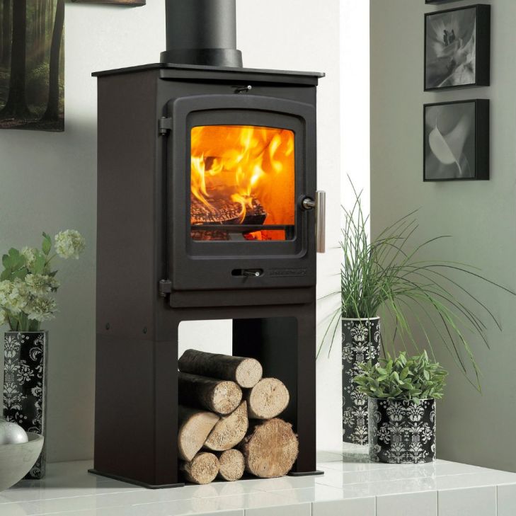 Portway P1 Contemporary 4.9kw Multifuel High Leg Black Stove 2