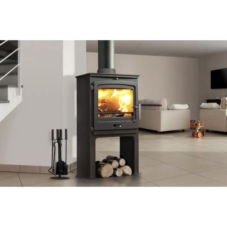 Portway P2 Contemporary 8kw Multifuel High Leg Black Stove 3