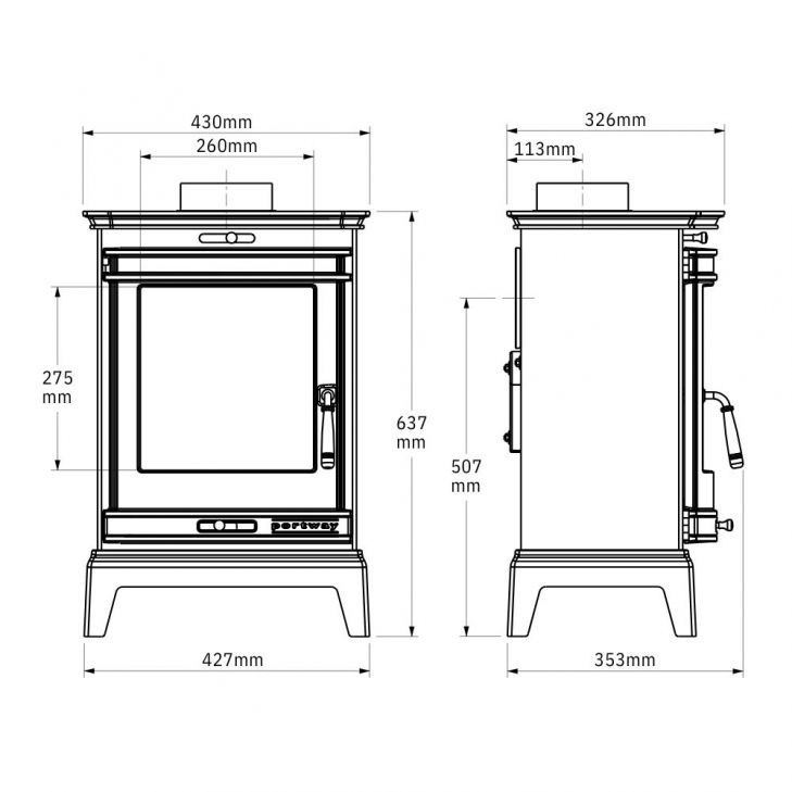 Portway Rochester 5 Multifuel Stove with Silver Door Strip 4