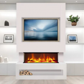 Celsi S1000 Media Wall White & Acoustic Oak 1