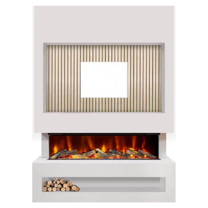 Celsi S1250 Media Wall White & Acoustic Oak 2