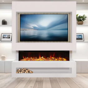 Celsi S1600 Media Wall White & Acoustic Oak 1