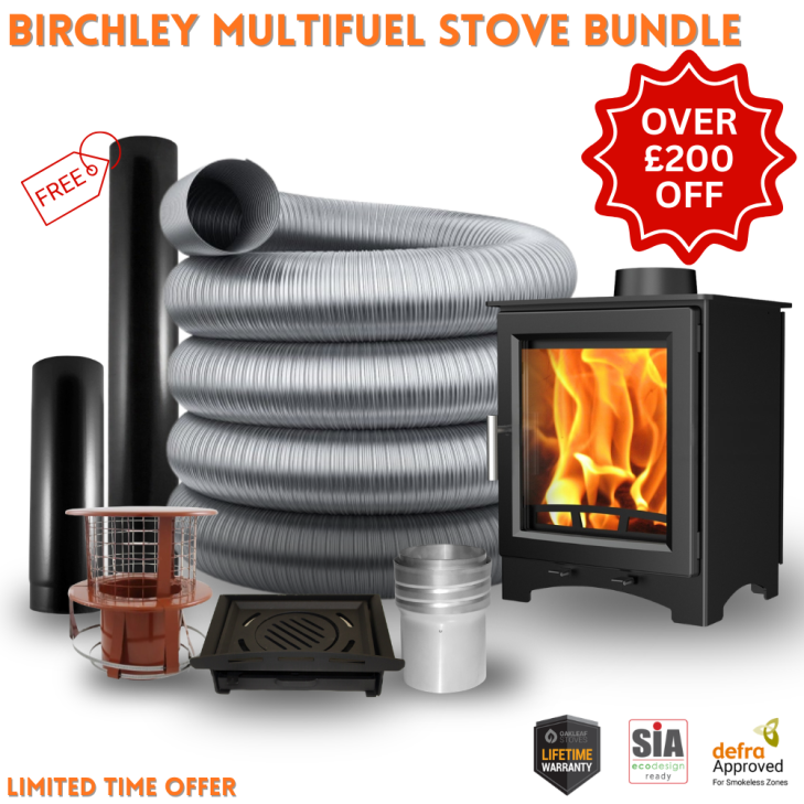 Oakleaf Birchley 5kW Stove with Multifuel Kit & 10m 5