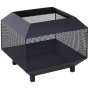 Square Metal Fire Pit with Lid, Log Grate & Poker – 44cm Outdoor Wood Burning Fire Bowl for Garden, Camping & Bonfires – Black 5