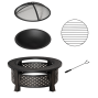Outdoor Fire Pit with Grill Net & Mesh Lid – Includes Poker – Camping, Bonfire & Picnic Brazier – Bronze Finish 5
