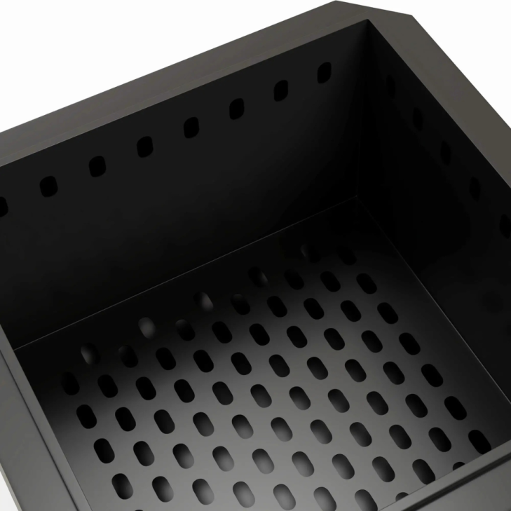 Square Smokeless Fire Pit – 48cm Portable Wood Burning Bonfire Stove with Poker – Black 5